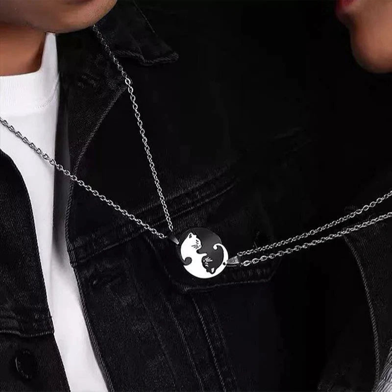 love cat love couple necklace pair of stitching male and female pendant