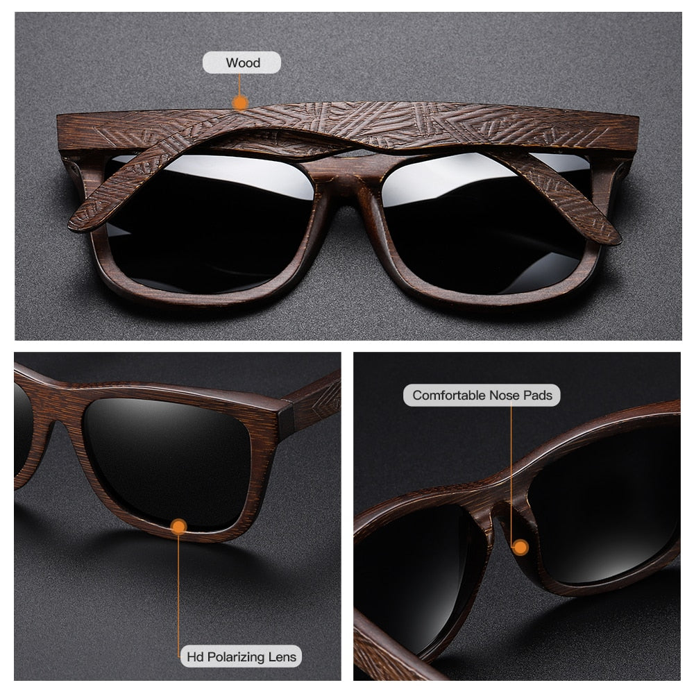 Natural Bamboo Wooden Sunglasses Handmade Polarized Glasses