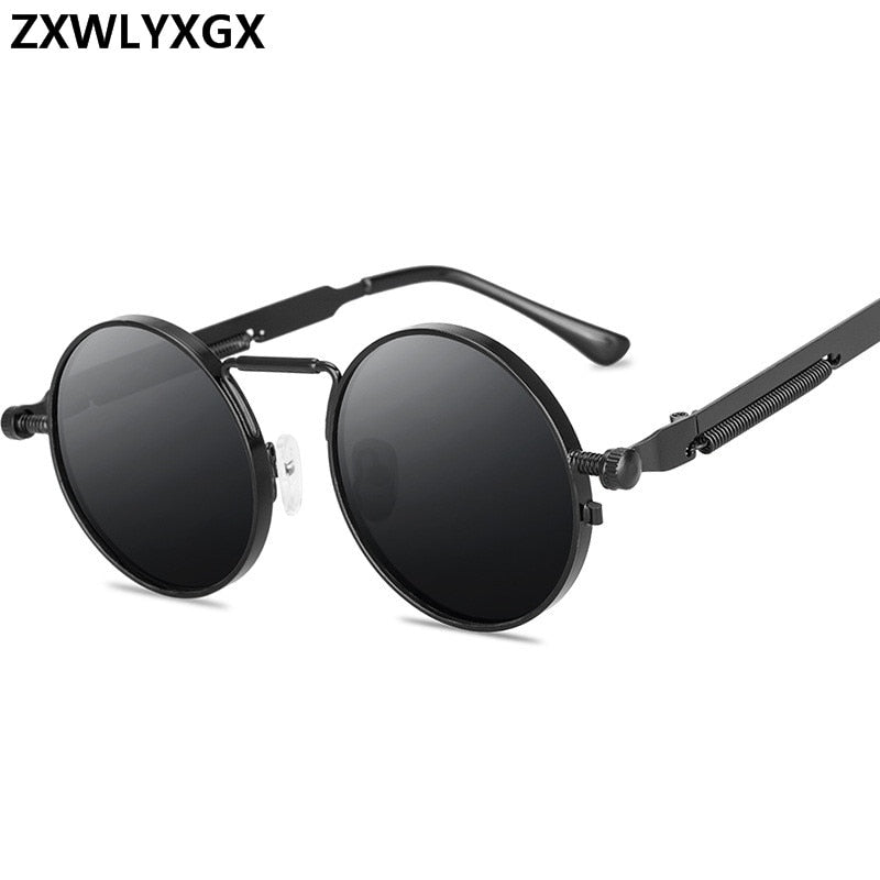 Vintage Punk Style  Retro Round Metal Frame UV400 Sunglasses
