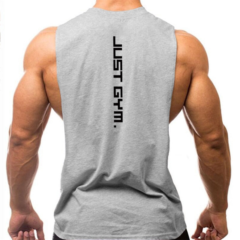 Brand Just Gym Clothing Fitness Men Sides Cut Off T-shirts  Workout Sleeveless Vest