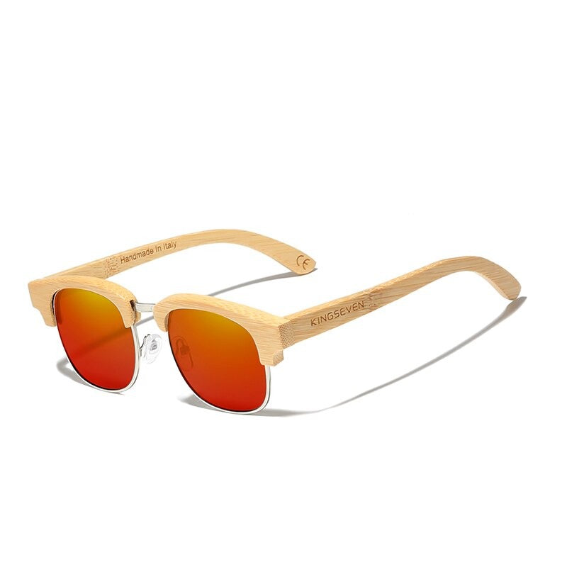 Retro Bamboo Natural   Polarized Wooden Spring Hinge Sunglasses