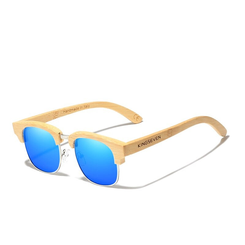 Retro Bamboo Natural   Polarized Wooden Spring Hinge Sunglasses