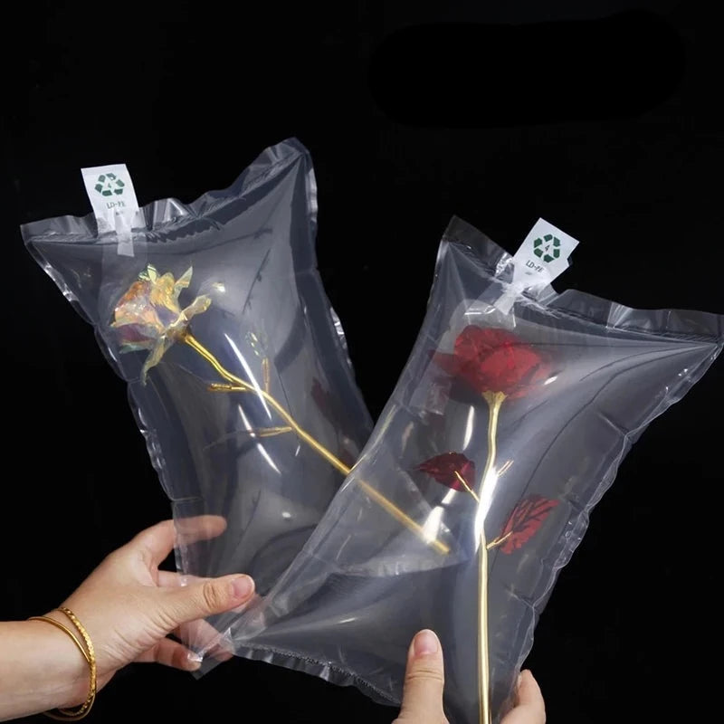 Colorful Foil Plated Roses Valentine's Day Decorations Gifts Plastic Artificial Flower