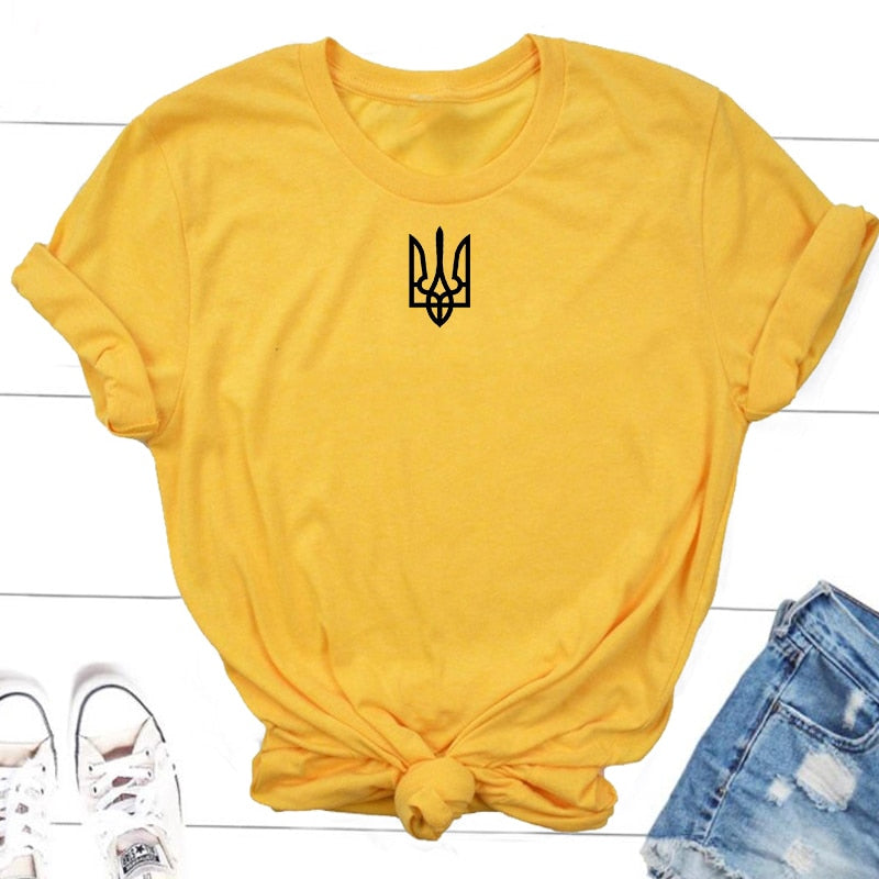 Women  Ukraine Trident Army Cotton Short Sleeve Ukraine T-shirt