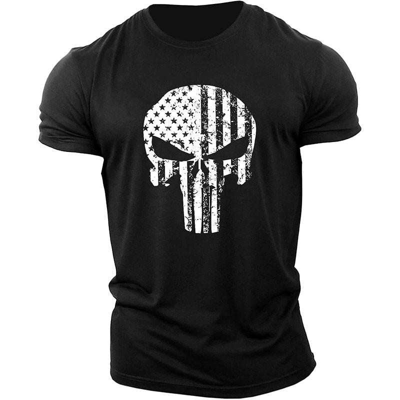 Skull 3D Printing T-Shirt Men Casual Sports  Short Sleeve Summer T-Shirt