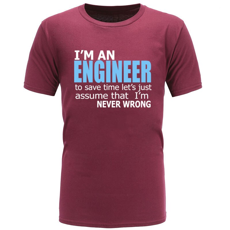 Engineer Saying Men&#39;s Prevalent Tops Shirt Word Letter Headline Crew Neck Cotton Top T-shirt Standard Short Sleeve T-Shirt Black