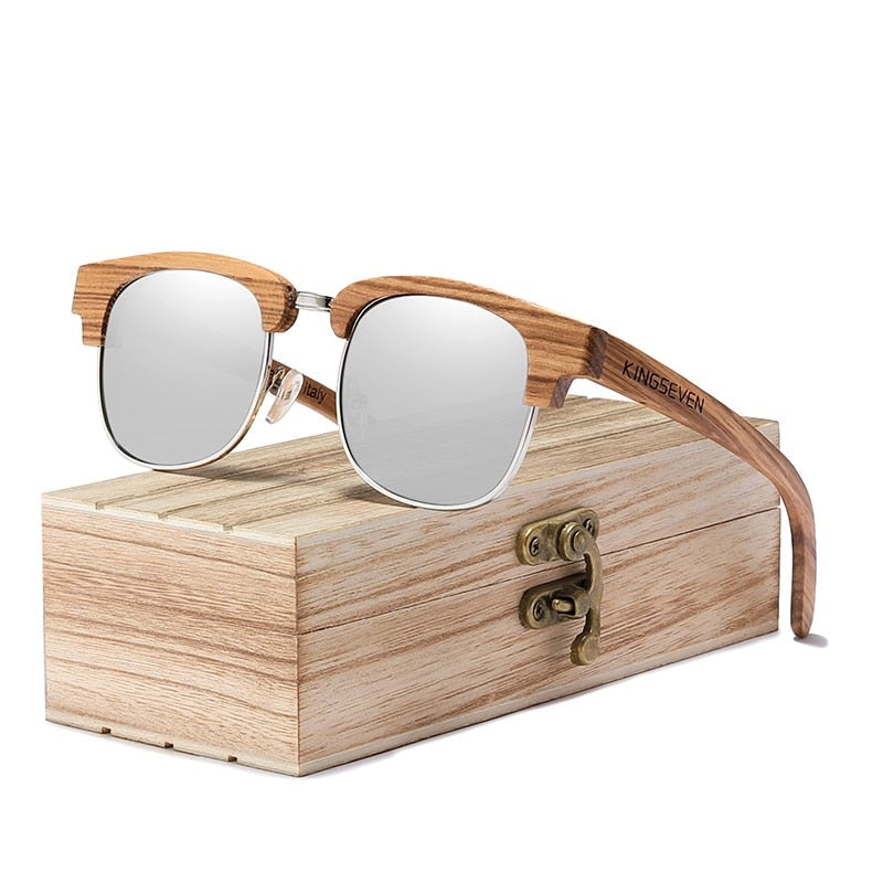 New Retro Wooden Natural  Polarized Men Spring Hinge Sunglasses