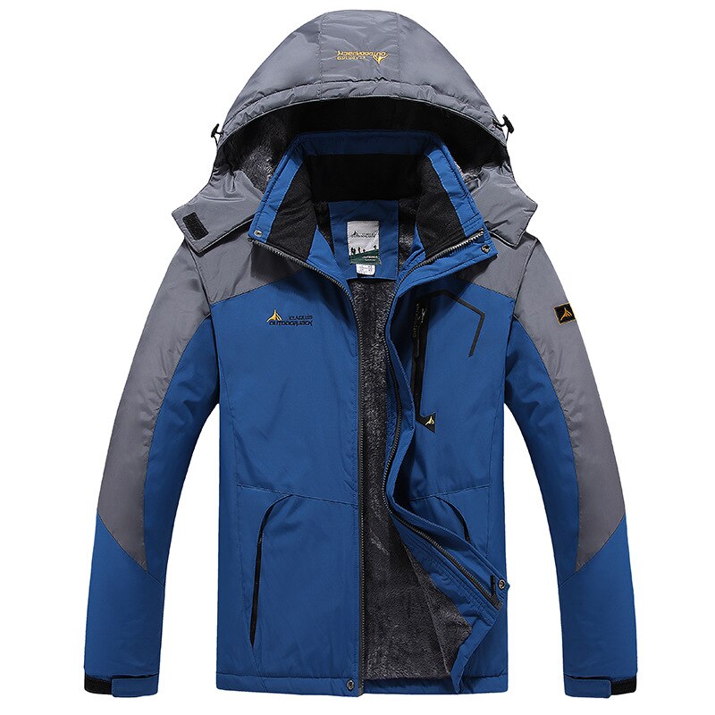 Winter  Men Waterproof Thermal Thick Warm  Hooded Windbreaker Fleece Jacket