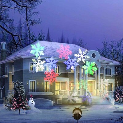 Waterproof Moving Snowflake Laser Projector  Christmas New Year LED  Light