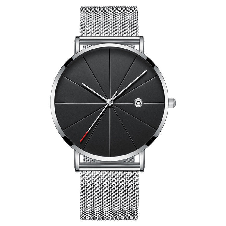 Luxury Business Men Watch Ultra thin Stainless Steel Mesh Belt Quartz Watch