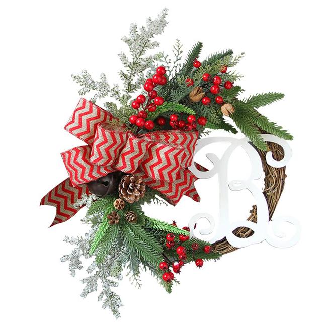Christmas Wreath Artificial Plant Rattan Circle Wall Decoration