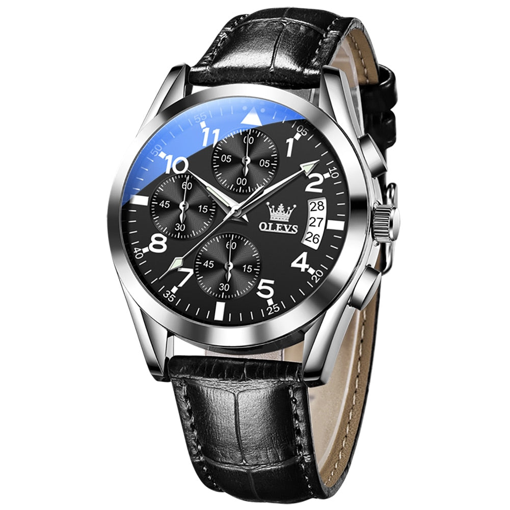 Waterproof Luminous Leather Date Sports  Male Wrist watch