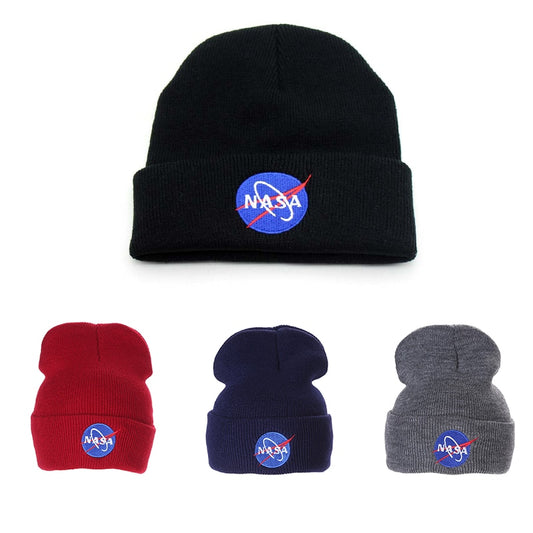 NASAS Letters Earth Embroidered Beanie Hat  Knitted Bonnet Hat