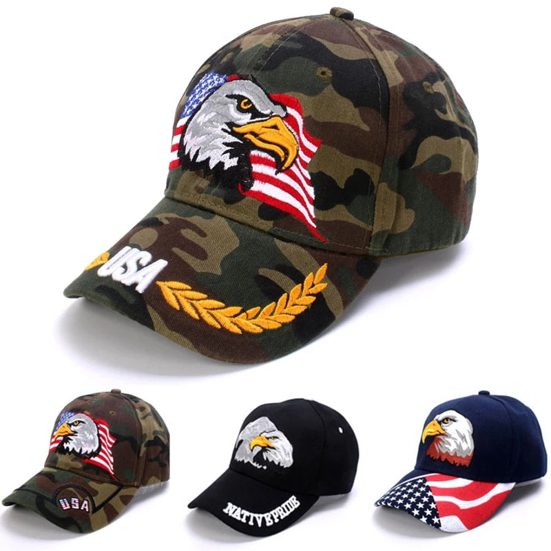 Baseball Cap Patriotic Bald Eagle and American Flag Snapback Cap