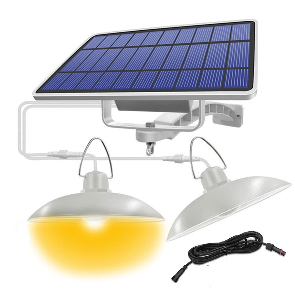 Waterproof Double Head Solar Pendant Light Outdoor Indoor Solar Lamp