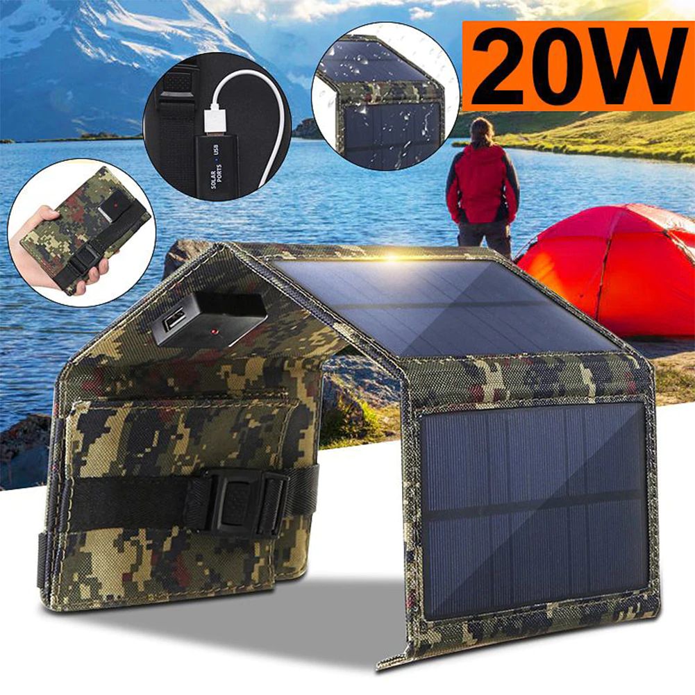 Foldable 20W USB  Waterproof Solar Mobile  Battery Charger
