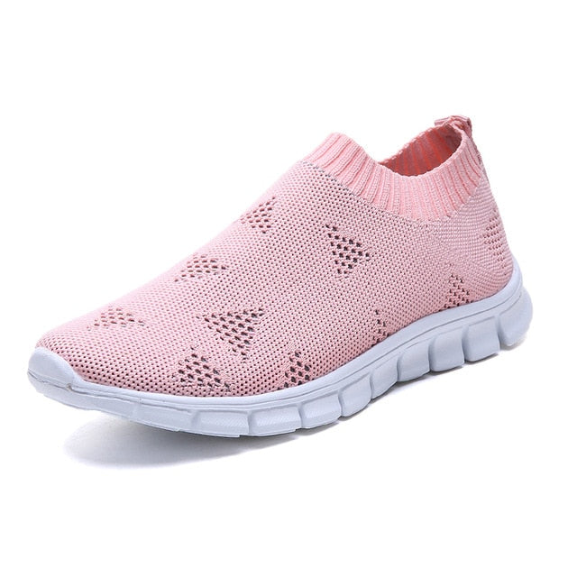 plus size breathable air mesh sneakers  soft walking shoes for woman