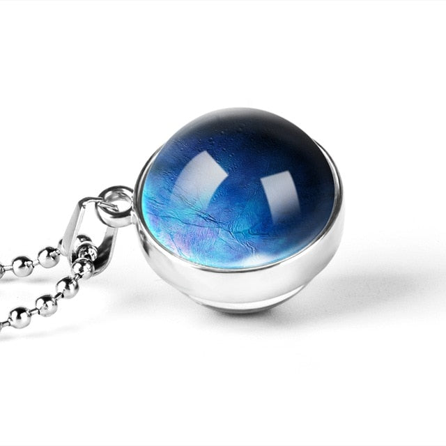 Earth Planet Pattern Jewelry Galaxy Astronomy Pendant Necklace