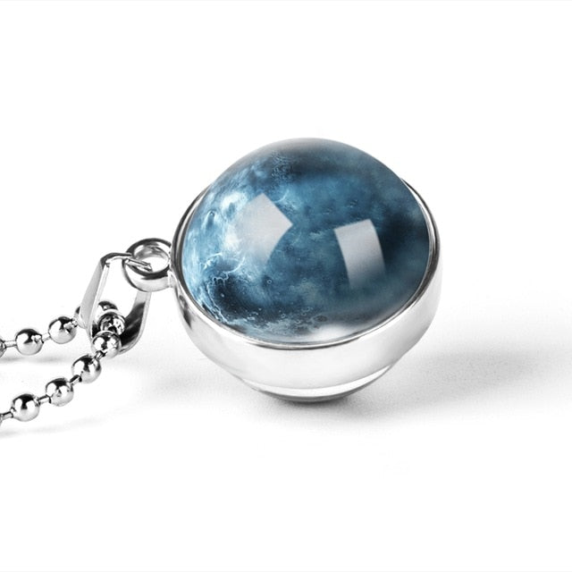 Earth Planet Pattern Jewelry Galaxy Astronomy Pendant Necklace