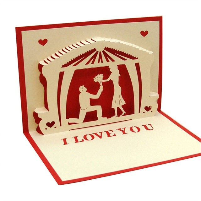3D Pop UP Cards Valentines Day Gift Postcard Love Card