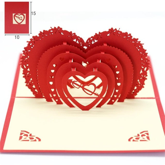 3D Pop UP Cards Valentines Day Gift Postcard Love Card