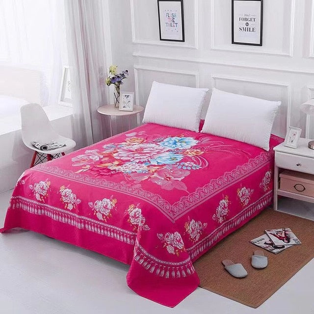 Floral Sanding Soft  Bed Sheet Big Large Size 245x245cm Flat Bed Sheet