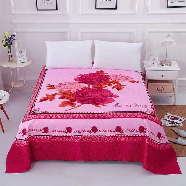 Floral Sanding Soft  Bed Sheet Big Large Size 245x245cm Flat Bed Sheet