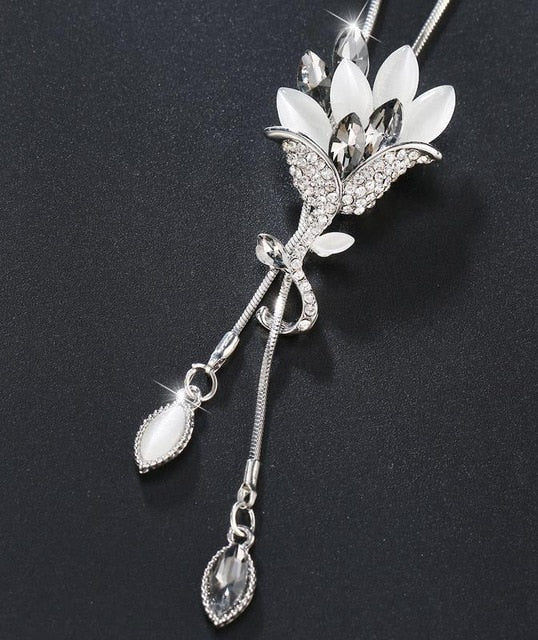 Flower Tassel Long Necklace Temperament Women Pendant  Necklace Jewelry