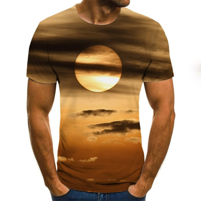3D printed casual short-sleeved men's T-shirt fashion hip-hop top