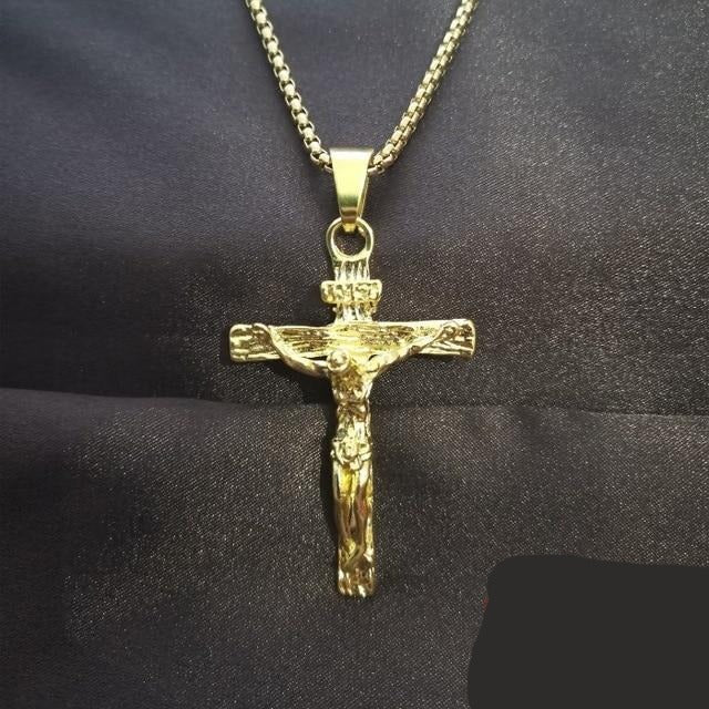 Crucifix Jesus Christ Men Jewelry Stainless Steel  Pendant With Neck Chain