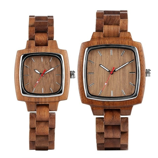 Unique Walnut Wooden Watches for Lovers Couple Men Women Watch