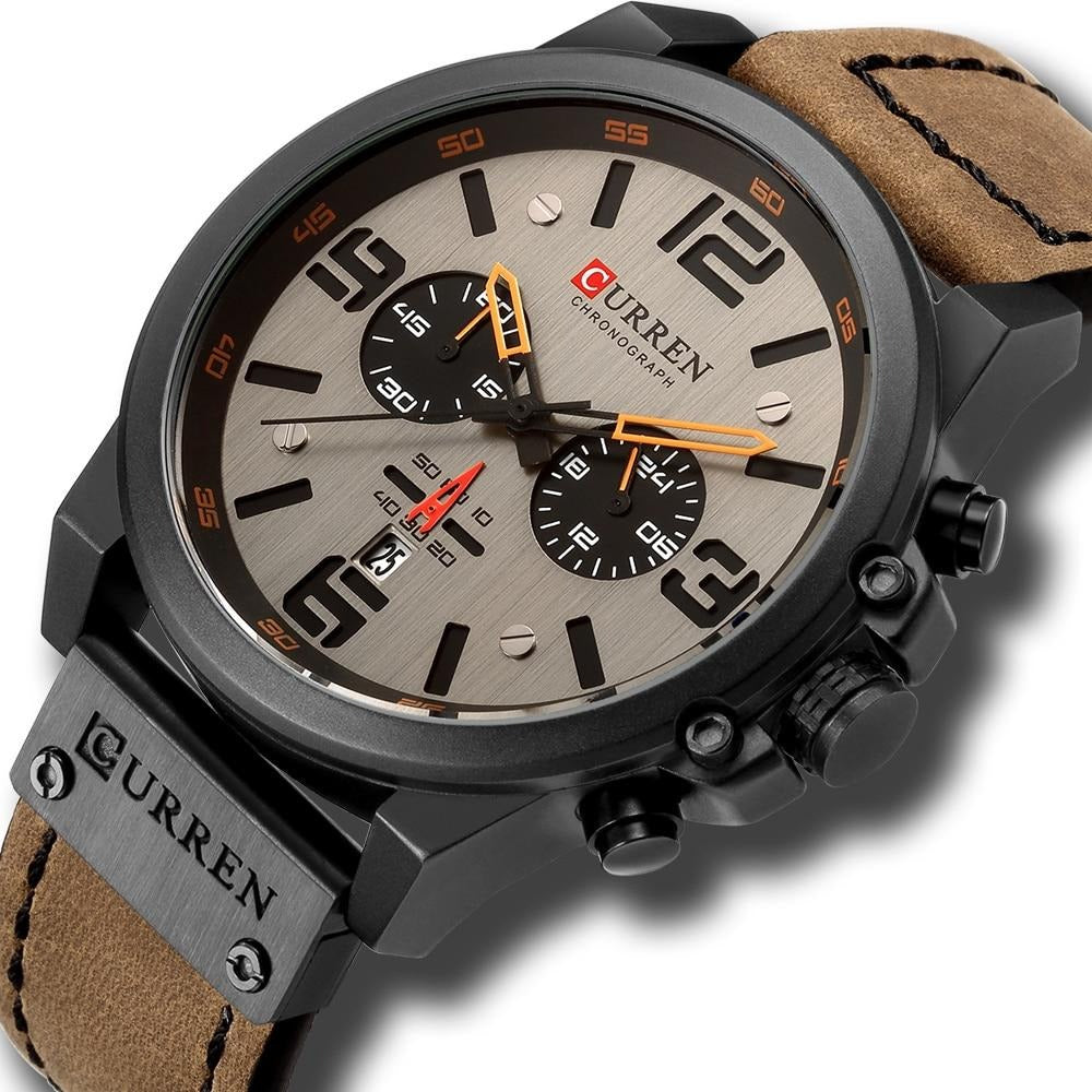 Men Watches Luxury Quartz Men Leather Military Date Male Wristwatch