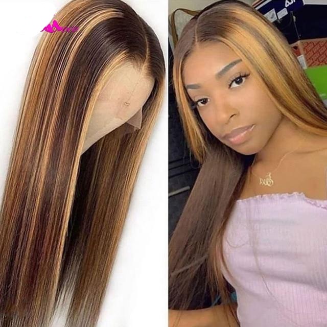 Highlight Colored women Hair Wigs  Lace Front Human Hair Wig