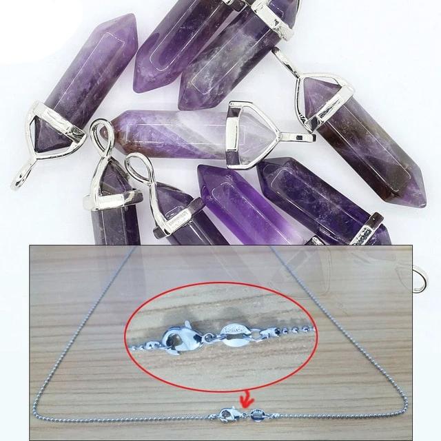 Raw Pink Purple Gem Crystal Necklace