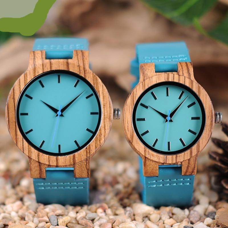 Wooden Timepieces Turquoise Blue Men women Watch Lovers Great Gifts