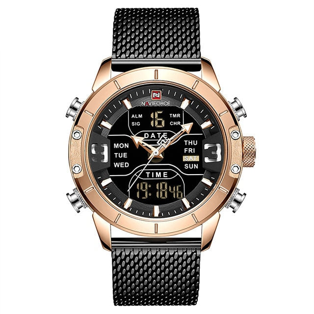 Men  Military Sport Quartz Wrist Stainless Steel watch