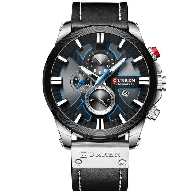 Chronograph Sport Men Quartz  Leather Male Wristwatch