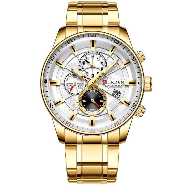 Stainless Steel Luxury Multi-function Chronograph Quartz men Wristwatch