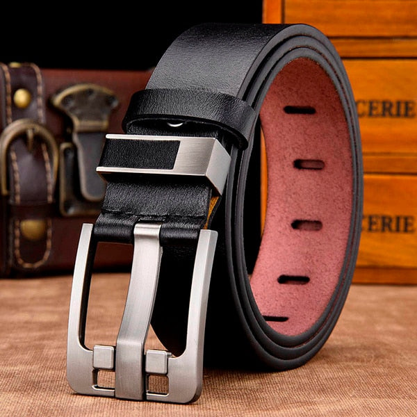 Men  genuine leather strap luxury pin buckle fancy vintage belt