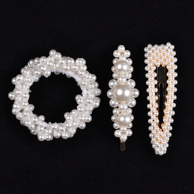 Woman Pearl Hair Ties Beads Girls Rubber Bands Ponytail Holders