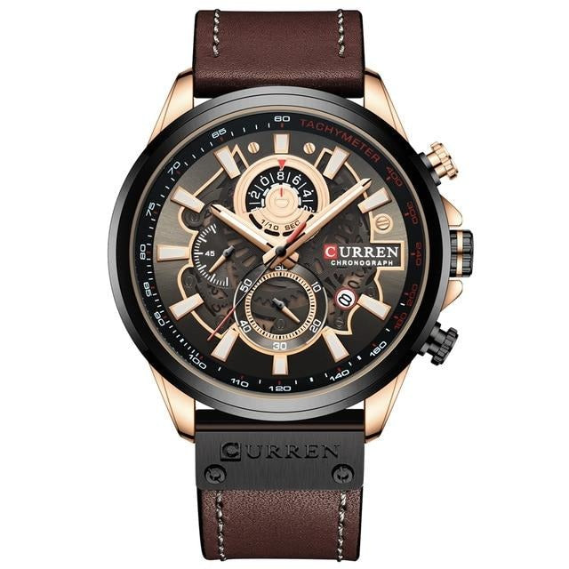 Men Fashion Quartz Watches Leather Strap Sport Quartz Wristwatch