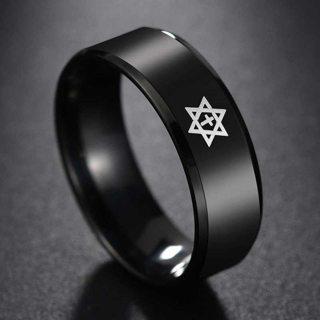 Tungsten Hexagon Finger Ring Metal Star of David Hexagram Ring