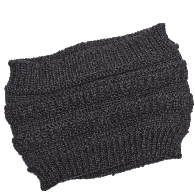 autumn winter Ponytail Beanie hat Women Stretch Knitted Beanies cap