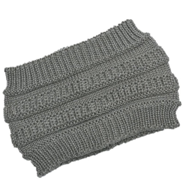 autumn winter Ponytail Beanie hat Women Stretch Knitted Beanies cap
