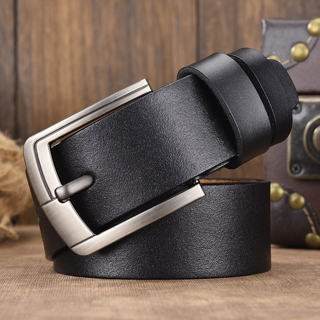 Men male  genuine leather  strap luxury pin buckle fancy vintage belt