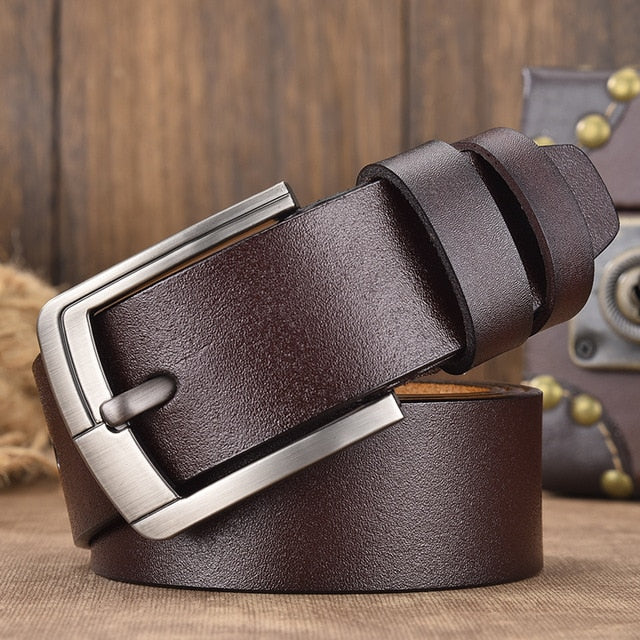 Men male  genuine leather  strap luxury pin buckle fancy vintage belt