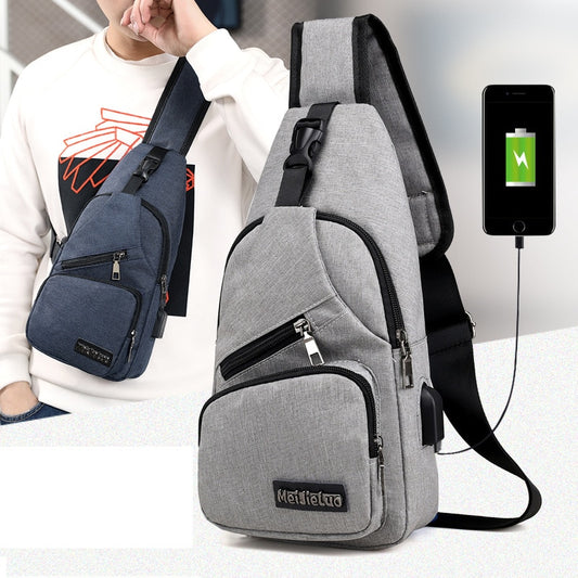 USB Charging Crossbody Anti Theft Chest Short Trip Messengers Bag for men