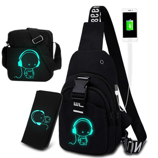 Multifunction Fashion Men women Crossbody Bags USB Charging Chest Pack