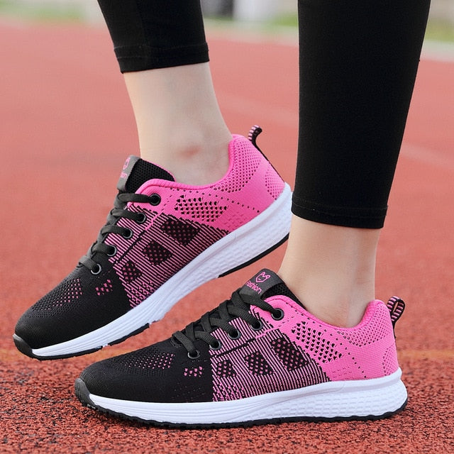 Women Shoes Casual Ladies Walking Lace-Up Mesh Breathable Female Sneakers