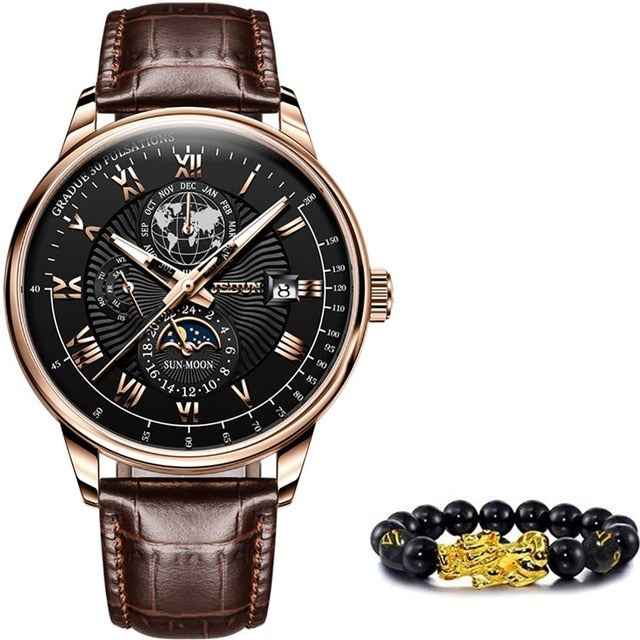Men Mechanical Leather Waterproof  Luxury Automatic Watch